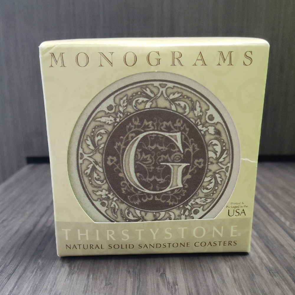 Coasters Thirstystone Monogram Coasters, All Natural Stone, Drink Absorbent - Picture 9 of 11